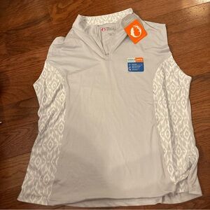 The American Outdoorsman‎ for women Light Gray Sleeveless Button half zip polo